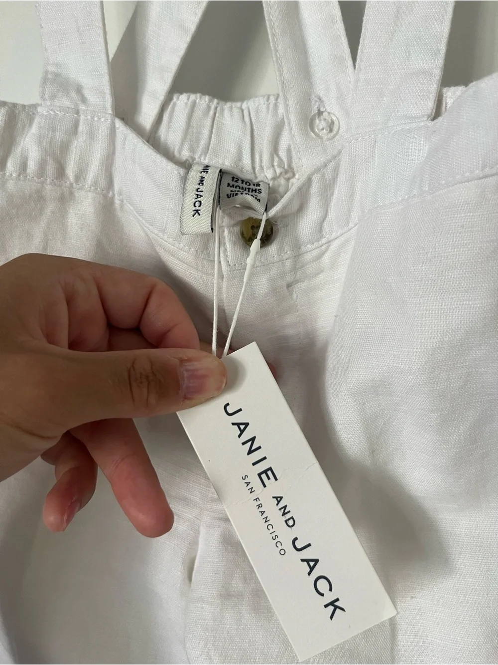Janie and Jack linen overall suspenders sz 12-18 months